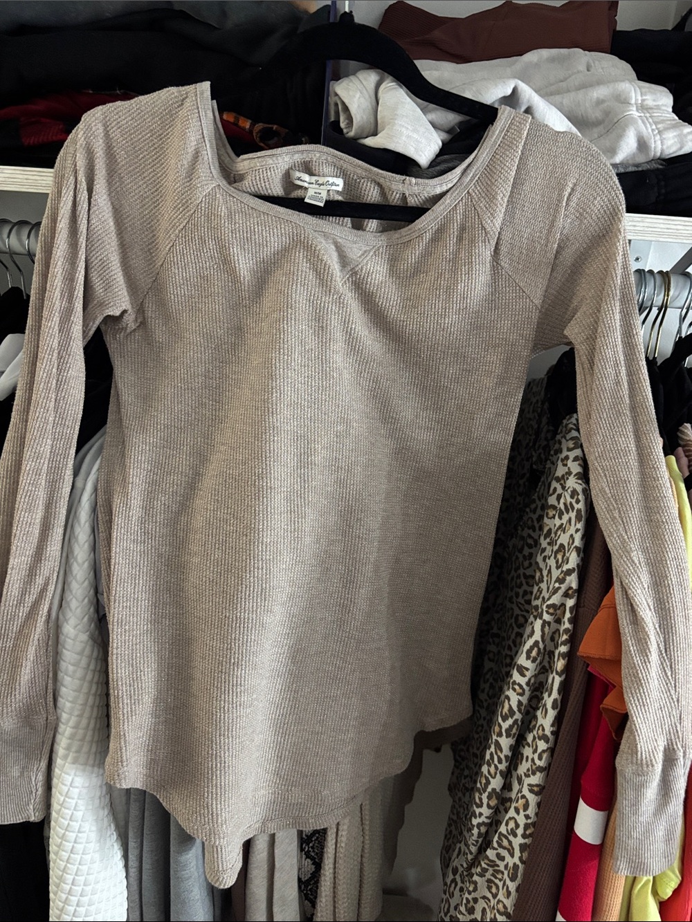 Lilla P Taupe Ribbed Long-Sleeve Tee